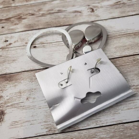 CT Color Earrings Silver Tone & Red Gem Statement Dangle Extra Large - New - Picture 3 of 4